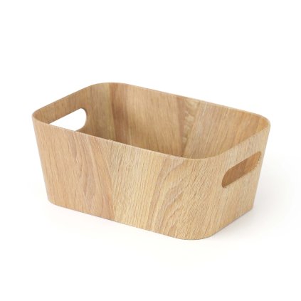 STORAGE BASKET 26*18*11CM WOOD COLOUR PAPER+STICKER