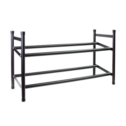 ADJUSTABLE BLACK IRON SHOE RACK 2 TIER