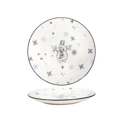 TALÍŘ SNĚHULÁK MODRÝ ČERNÝ 26,5CM