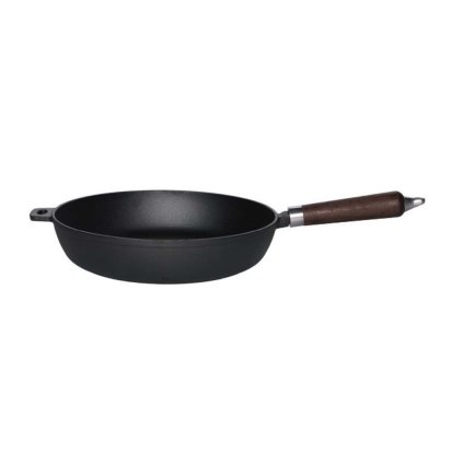 PAN 24CM CAST IRON, HANDLE BEECH WOOD, HOOK AT THE END