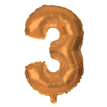 BALLOON NUMERAL 3, 30CM, MATT BRONZE