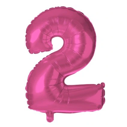BALLOON NUMERAL 2, 30CM, MATT PINK