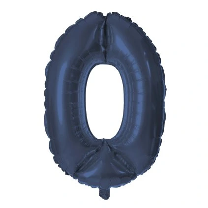 BALLOON NUMERAL 0, 30CM, MATTE DARK BLUE