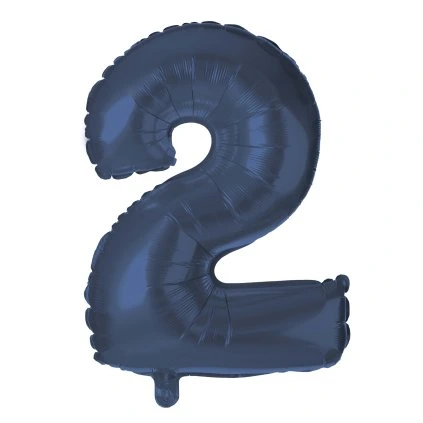 BALLOON NUMERAL 2, 30CM, MATTE DARK BLUE