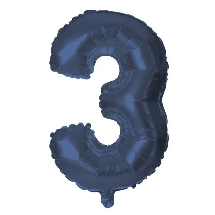 BALLOON NUMERAL 3, 30CM, MATTE DARK BLUE