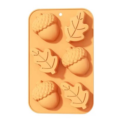 SILICONE CONE AND LEAF MOULD ORANGE 27X17X3CM