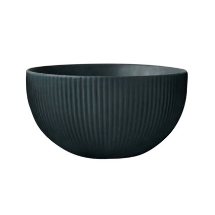 BOWL 550ML RIBBED CERAMIC DARK GREEN