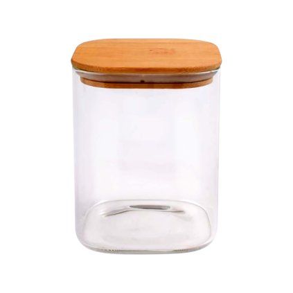 JAR WITH BAMBOO LID 930ML BOROSILICATE 10X12.7CM