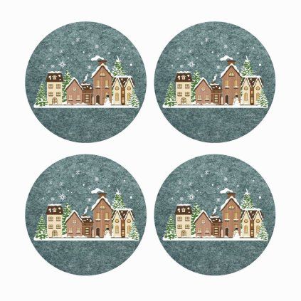 SET OF COASTERS 4PCS 10CM FELT GREY