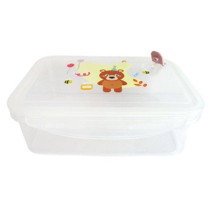 KITCHISIMO Plastic Container with Lid, 1500 ml, Teddy Bear