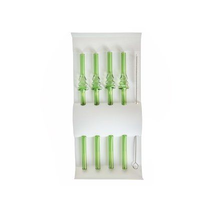 GLASS STRAWS TREE SET 4PCS+1PCS CLEANING CARD