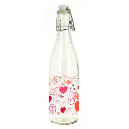 BOTTLE WITH SNAP CAP 1L HEART