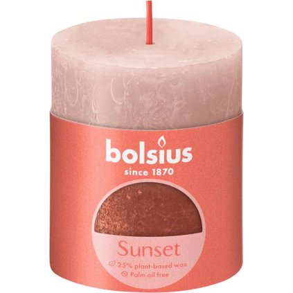 RUSTIC CANDLE 80/68 PINK/AMBER