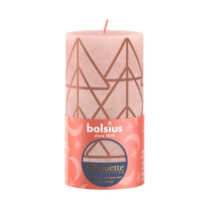 RUSTIC CANDLE 130/68 PINK/AMBER