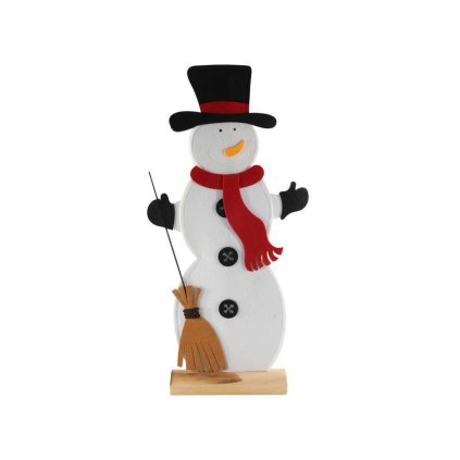 DECORATION SNOWMAN WOODEN BASE 32 CM