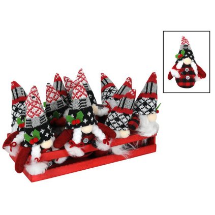 DECORATION CHRISTMAS ELF 15CM WOODEN STAND 2ASS