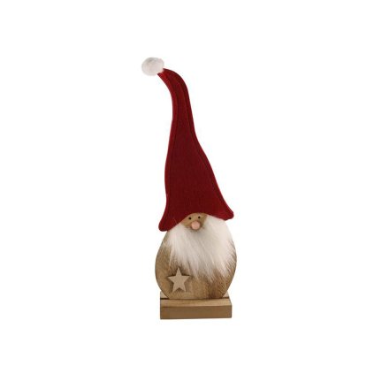 SANTA CLAUS FELT ON WOODEN BASE 29CM BLACK