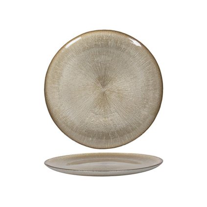 DINNER PLATE 27X2 CM, FROSTED GOLD, GLASS
