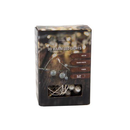 Light chain with timer, 30 LED pearls, 100 cm
