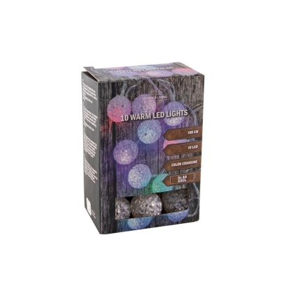 LED CHAIN COLOURED BAUBLES 3CM 10LED, 3AA