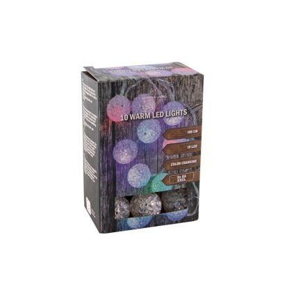 Light chain with timer, 10 LED coloured balls, 100 cm