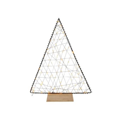 TREE 80LED 38CM BLACK TIMER,WOODEN BASE,METAL