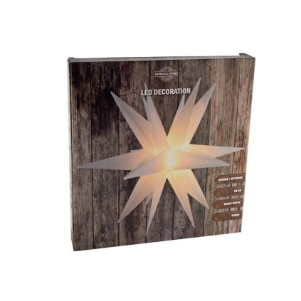 DECORATION CHRISTMAS STAR WHITE 60CM 6LED TIMER