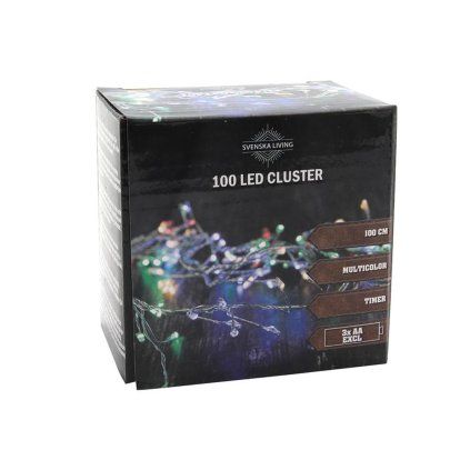 Light chain with timer, 100 LED cluster, 100 cm