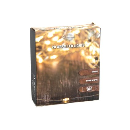 LIGHT CHAIN 20LED, 2XAA, SILVER
