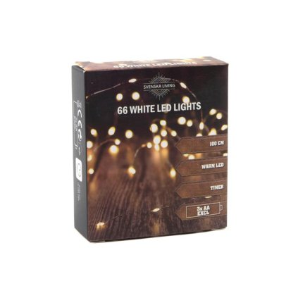 CHAIN 66LED WARM 1M SILVER 3XAA TIMER