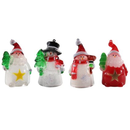 LED DECORATION SANTA/SNOWMAN, ASSORT 5X5X9,5CM