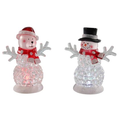 LED DECORATION SANTA/SNOWMAN, ASSORT