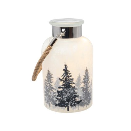 DECORATIVE GLASS 10LED TREES 18CM WHITE