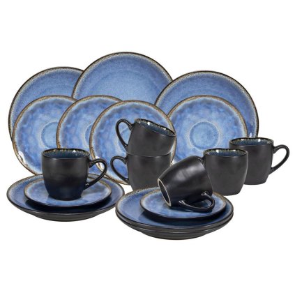 COFFEE SET SANTORINI 18PCS,GLAZED CERAMIC,BLUE