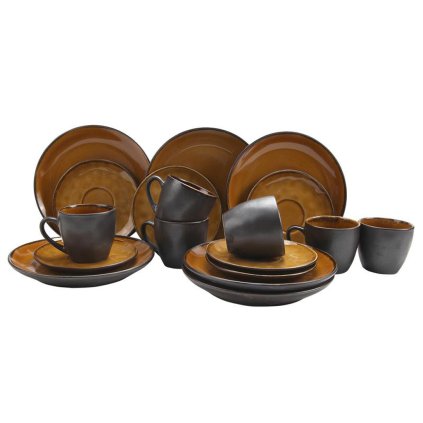 COFFEE SET EVIA 18PCS,GLAZED CERAMICS,AMBER