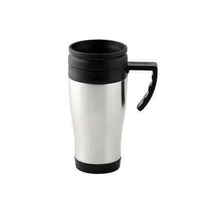 STAINLESS STEEL THERMO MUG WITH PLASTIC LID, 400ML
