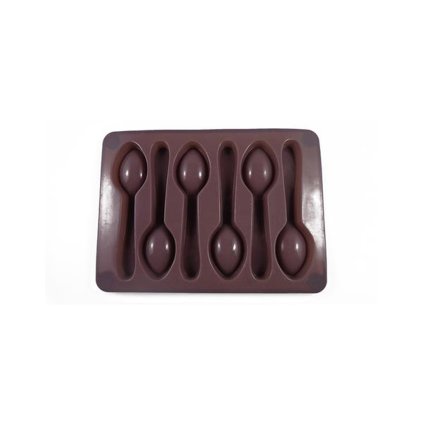Silicone mould for ice/chocolate, spoon shape, grey-brown