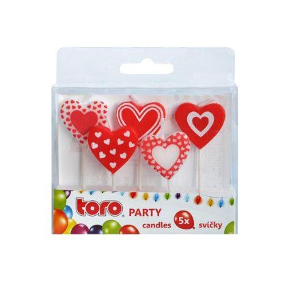 TORO Heart Cake Candles, Insertable, 5pcs