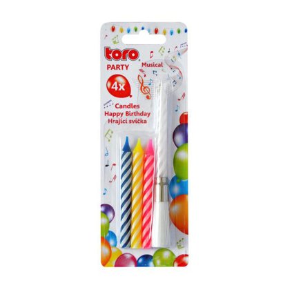 SINGING CAKE CANDLE "HAPPY BIRTHDAY "+4 CANDLES
