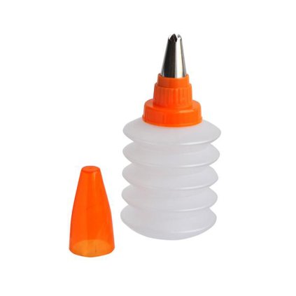 CAKE DECORATOR PET BOTTLE+STAINLESS NOZZLE, 17,5X5CM