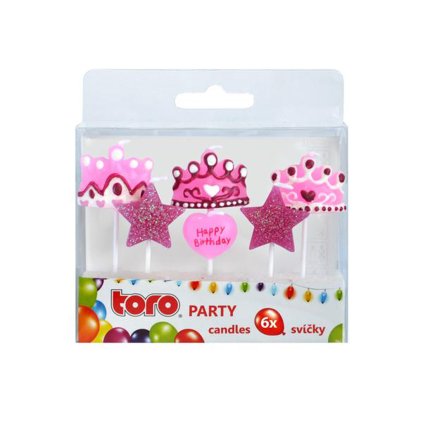 CANDLE - "STARS AND CROWNS", 6PCS