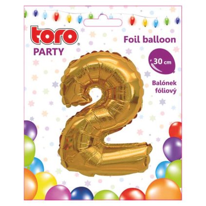 BALLOON NUMERAL 2, 30CM, MATT GOLD