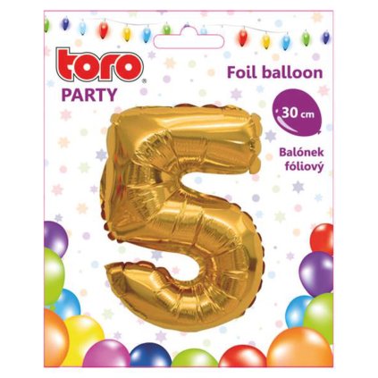 BALLOON NUMERAL 5, 30CM, MATT GOLD