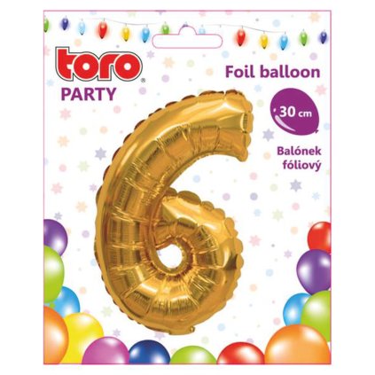 BALLOON NUMERAL 6, 30CM, MATT GOLD