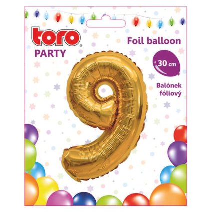 BALLOON NUMERAL 9, 30CM, MATT GOLD
