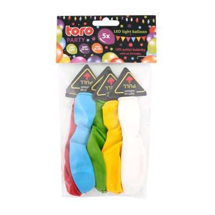 INFLATABLE BALLOONS WITH LED BULB, 5PCS, ASSORT
