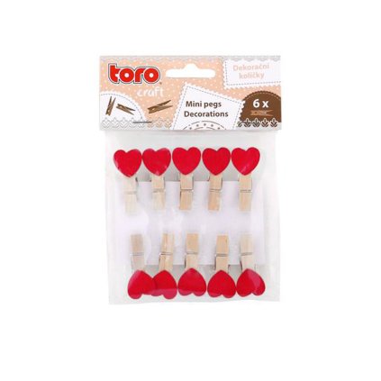 WOODEN PEGS WITH HEART 3,5CM, 10PCS