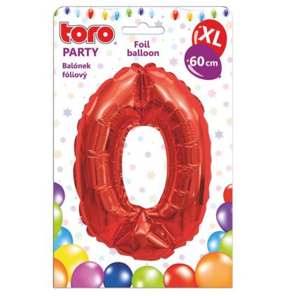 BALLOON XL, NUMERAL 0, 60CM, MATT RED
