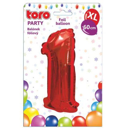 BALLOON XL, NUMERAL 1, 60CM, MATT RED