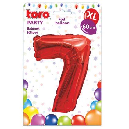 BALLOON XL, NUMERAL 7, 60CM, MATT RED